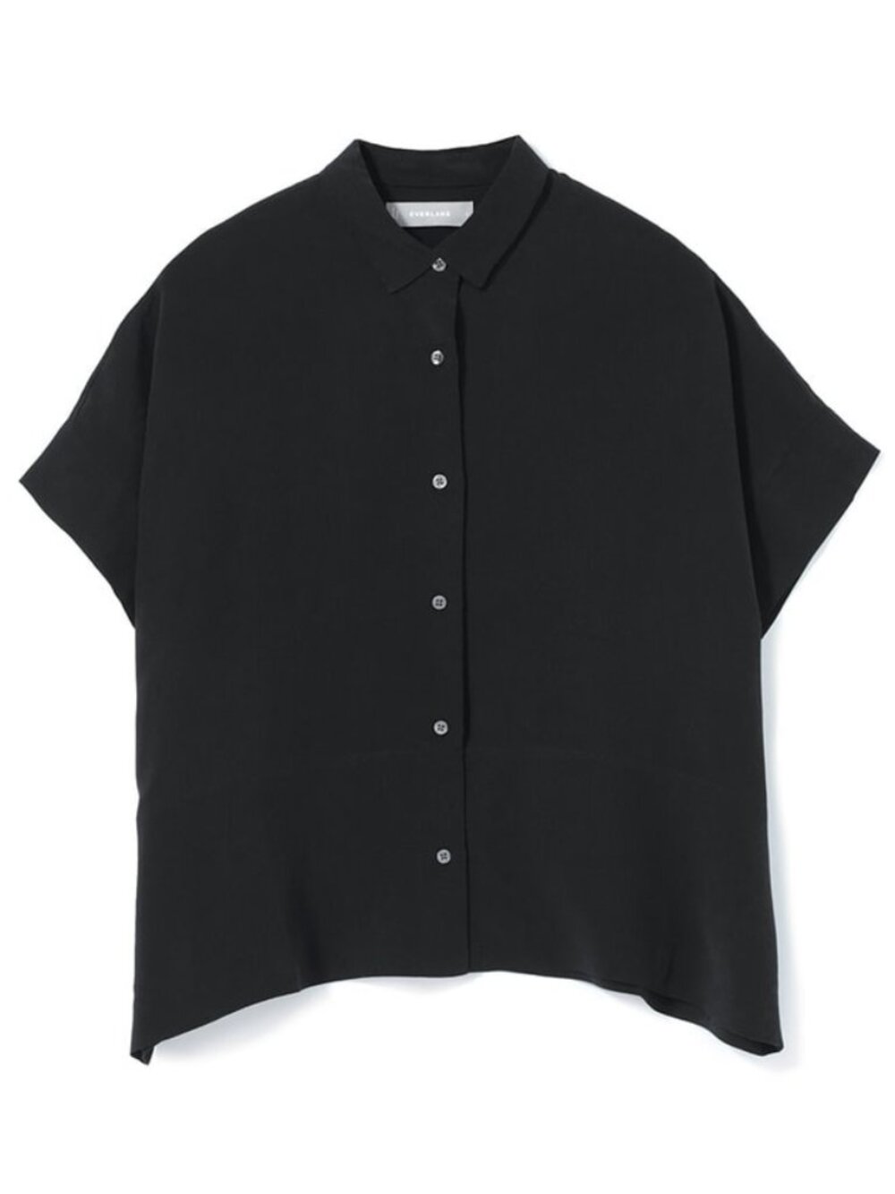 Everlane Black 100% Silk Short-Sleeve Button Shirt Size 00